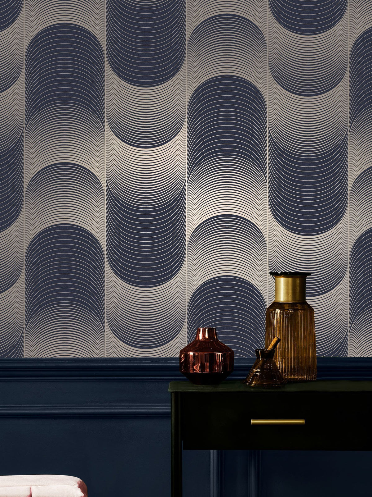 Graham & Brown Navy or Pale Gold Eclipse A4 Wallpaper Sample