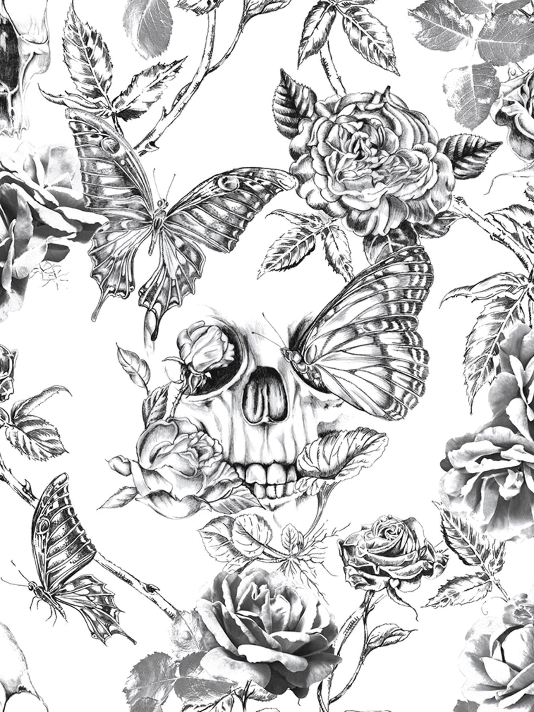 Graham & Brown wallpaper sample Black Skull Roses A4 - British product