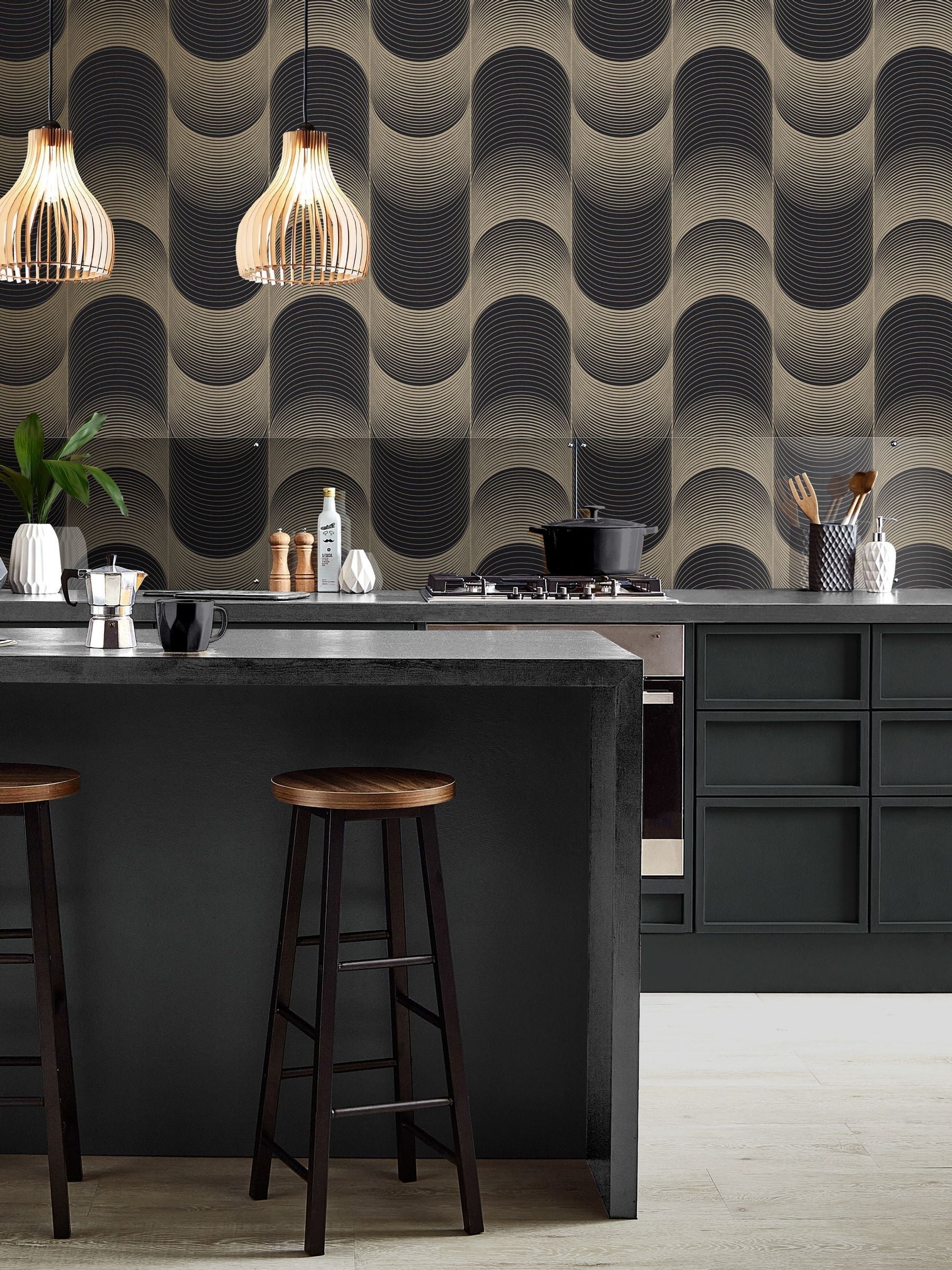 Graham & Brown Black or Gold Eclipse A4 Wallpaper Sample