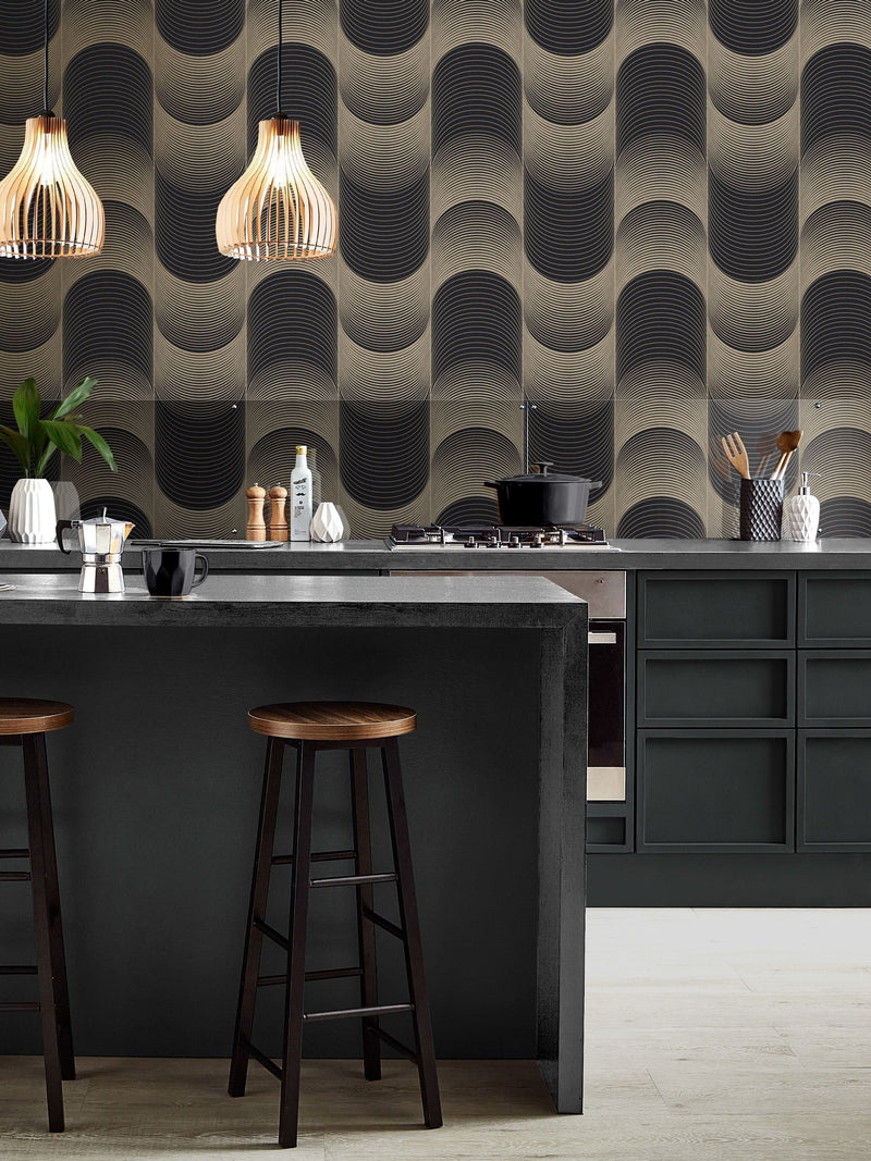 Graham & Brown Black or Gold Eclipse A4 Wallpaper Sample