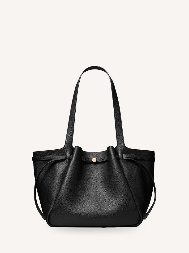 Tory Burch Black Romy Pebbled Tote Bag, imported from the UK