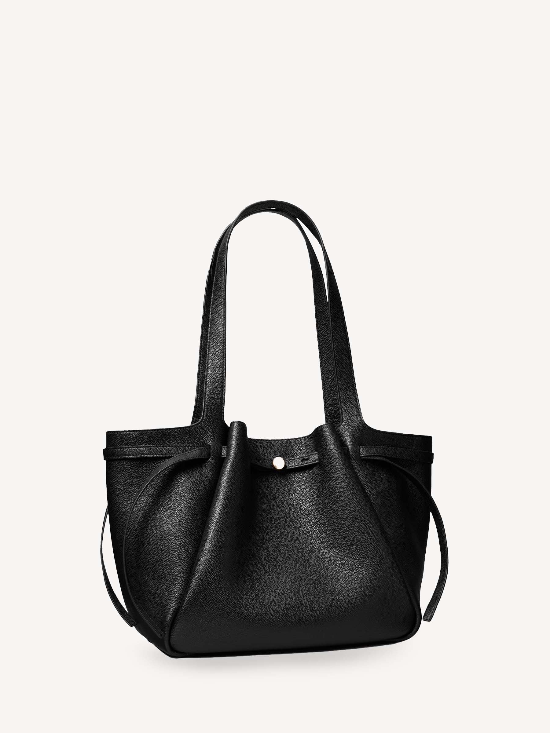 Tory Burch Black Romy Pebbled Tote Bag, imported from the UK
