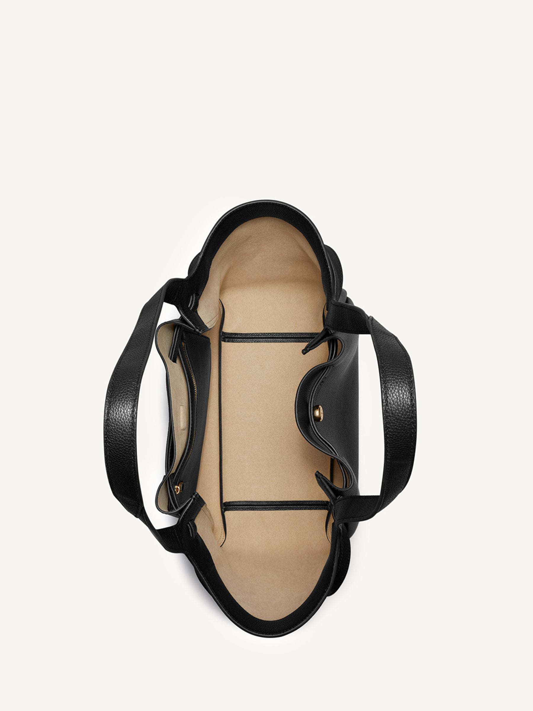 Tory Burch Black Romy Pebbled Tote Bag, imported from the UK