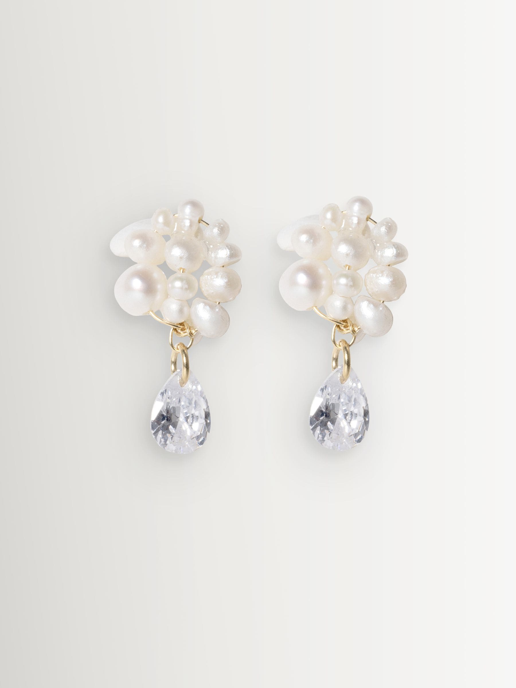 Completedworks silver earrings with freshwater pearls and cubic zirconia - British product