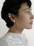 Completedworks silver earrings with freshwater pearls and cubic zirconia - British product