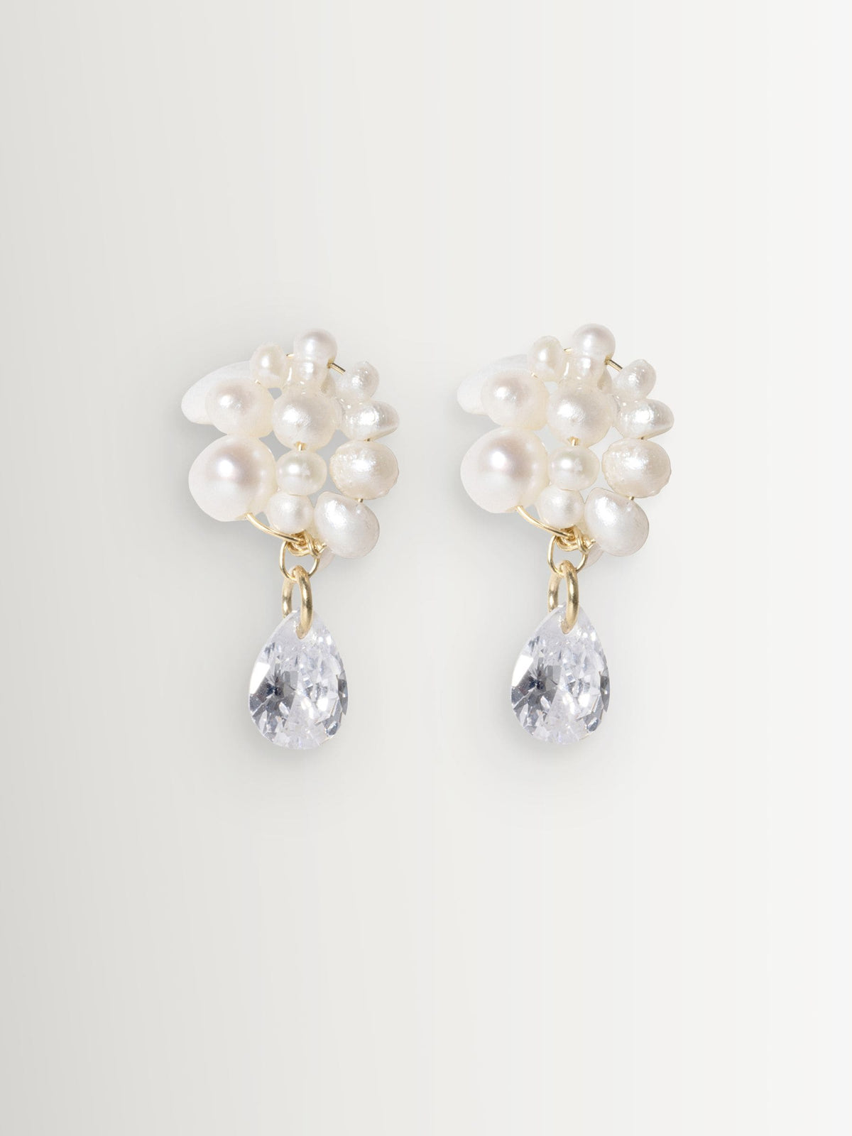 Completedworks silver earrings with freshwater pearls and cubic zirconia - British product