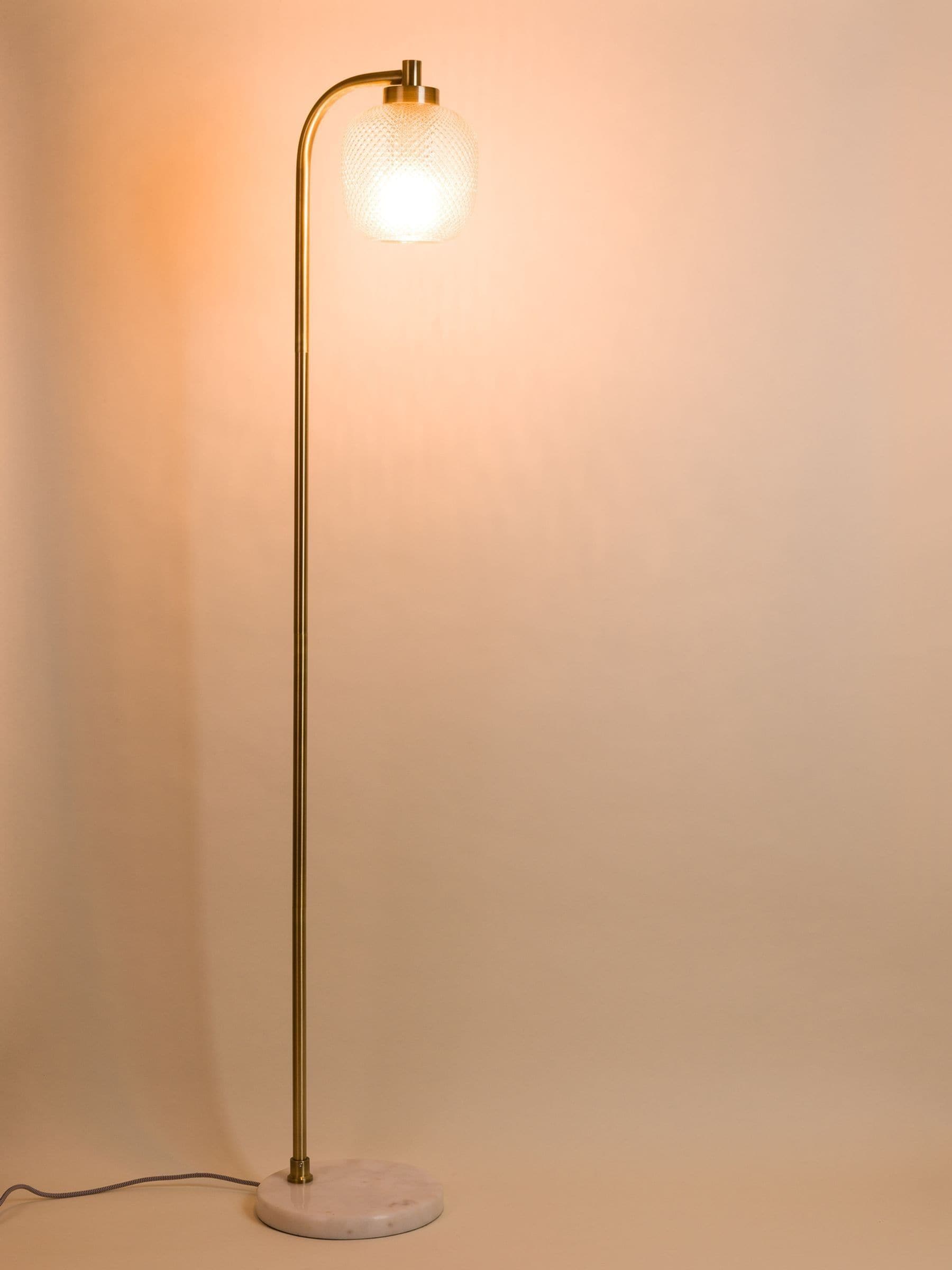 Oliver Bonas Clear Luce glass marble floor lamp, imported from the UK