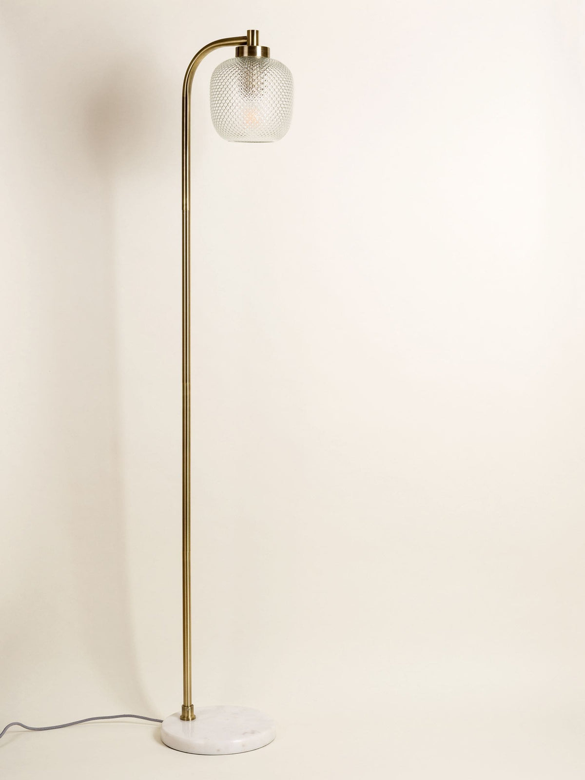Oliver Bonas Clear Luce glass marble floor lamp, imported from the UK