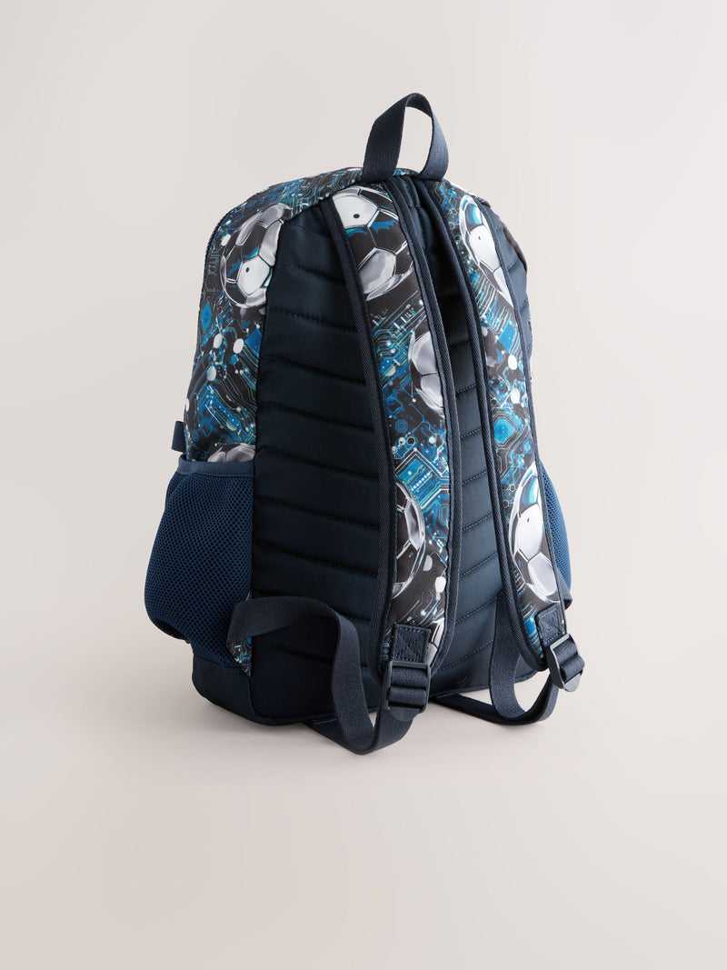 Blue football backpack recycled polyester - British product