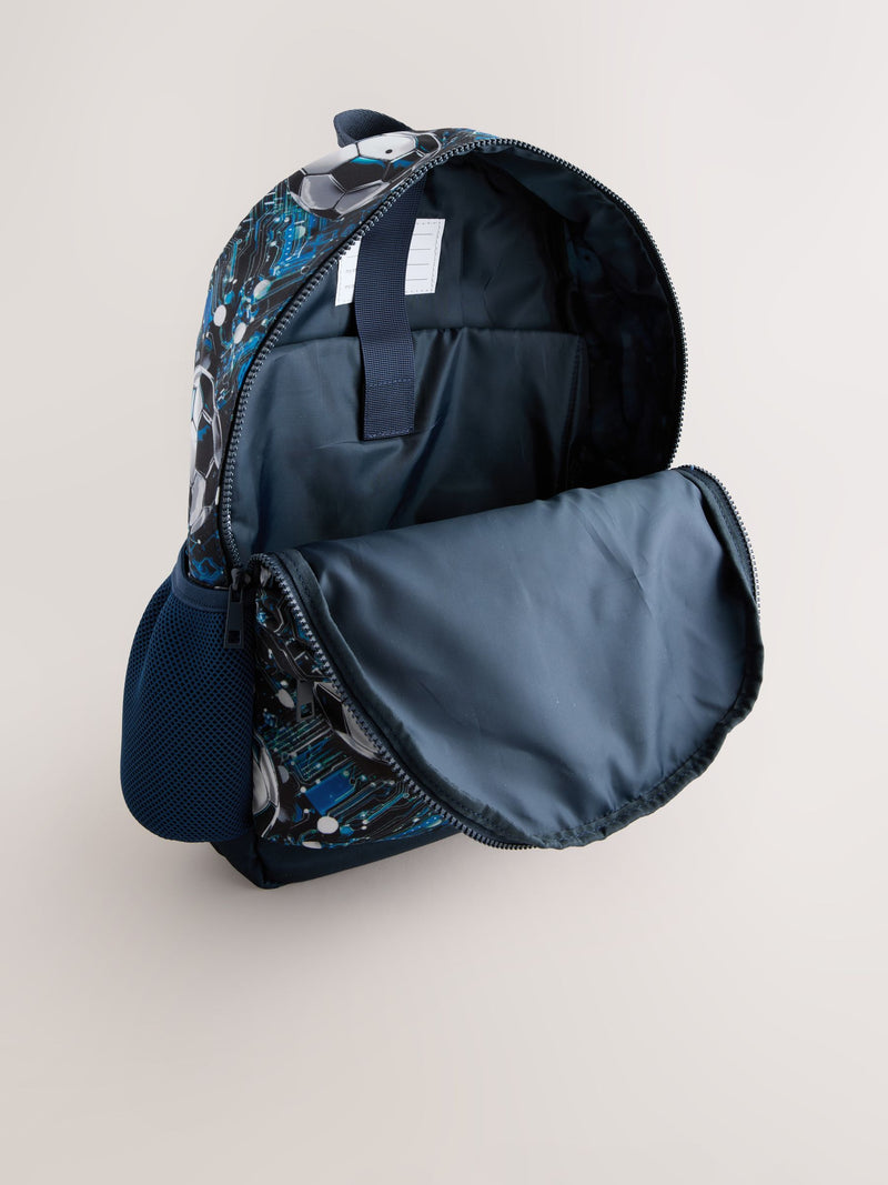 Blue football backpack recycled polyester - British product