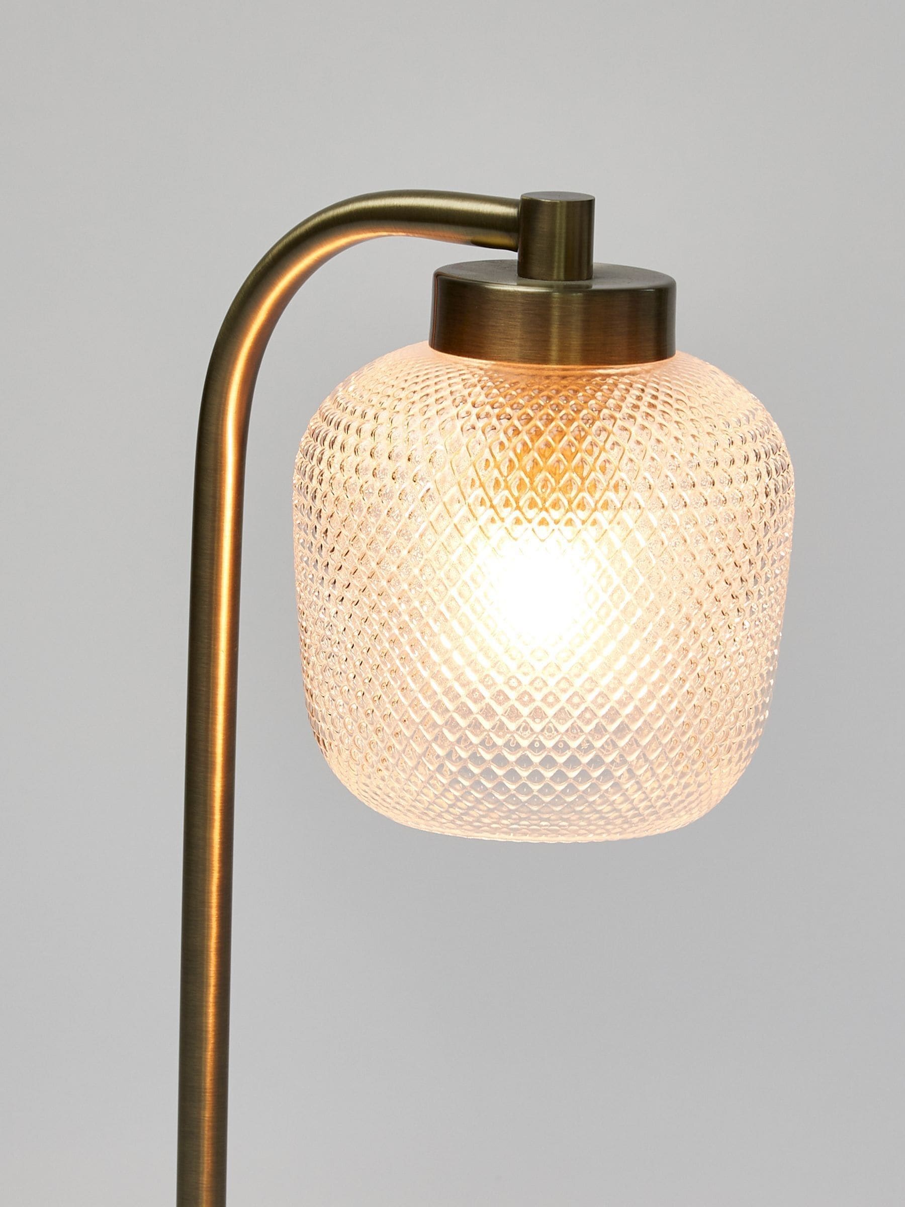Oliver Bonas Clear Luce gold glass marble desk table lamp, imported from the UK