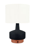 Pacific black wood effect ceramic table lamp with white shade, UK version