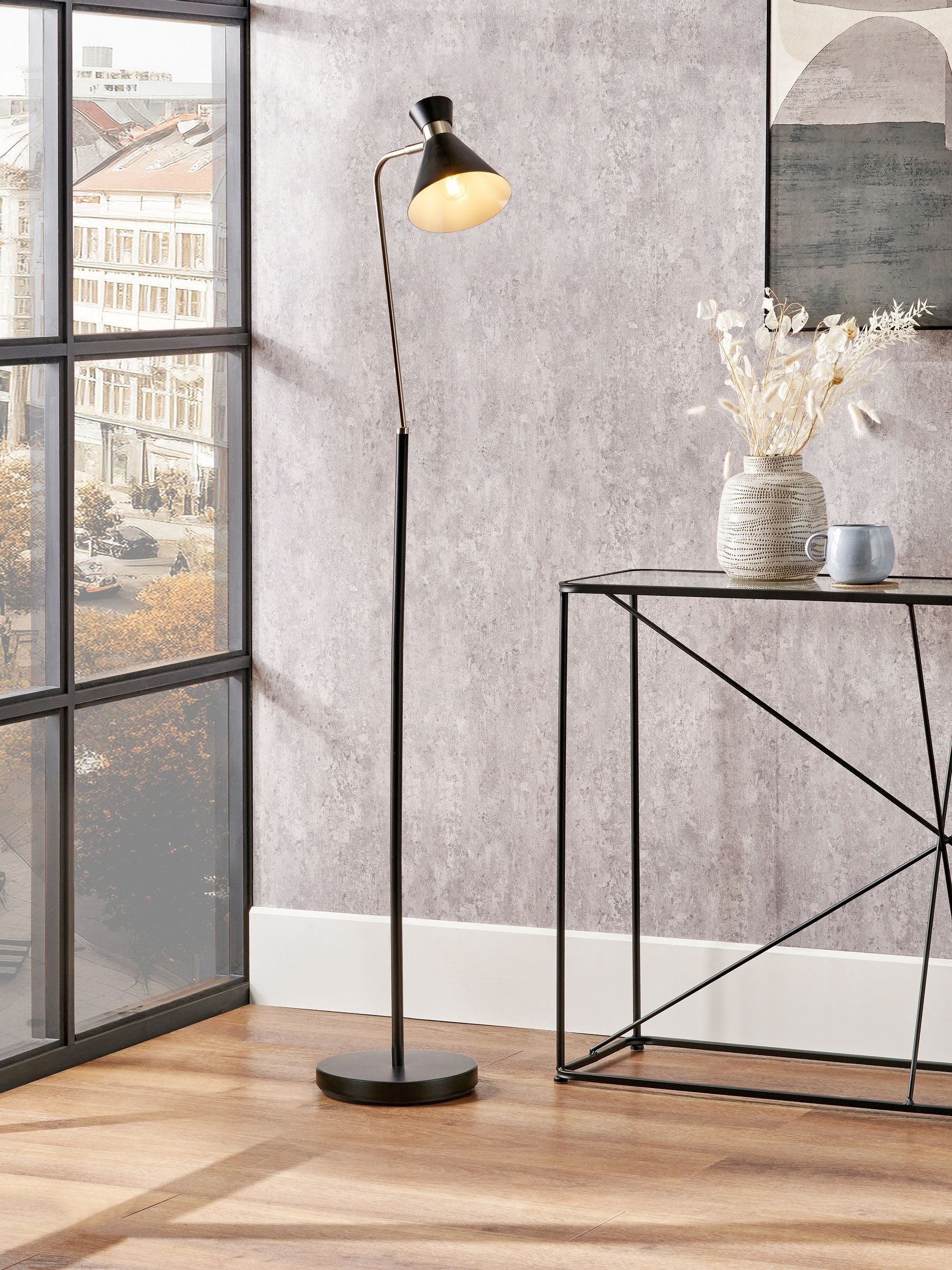 Pacific black metal floor lamp - British product