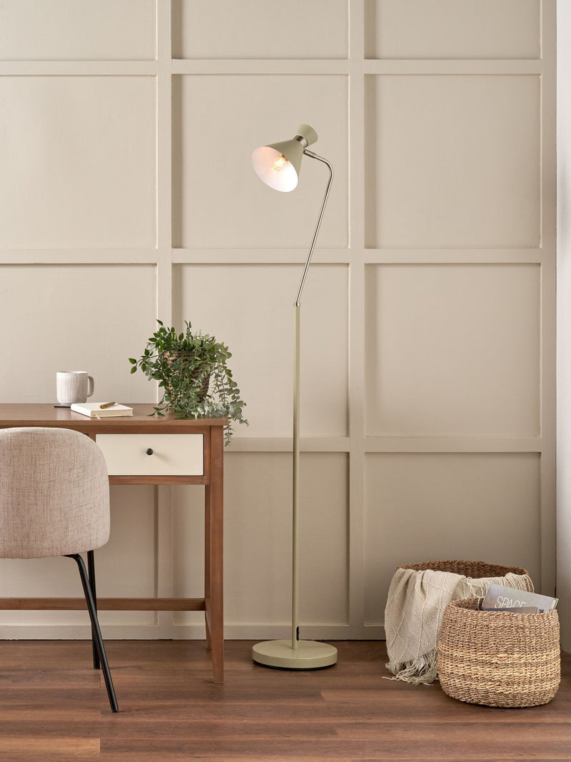 Pacific Sage silver metal floor lamp with adjustable head - British product