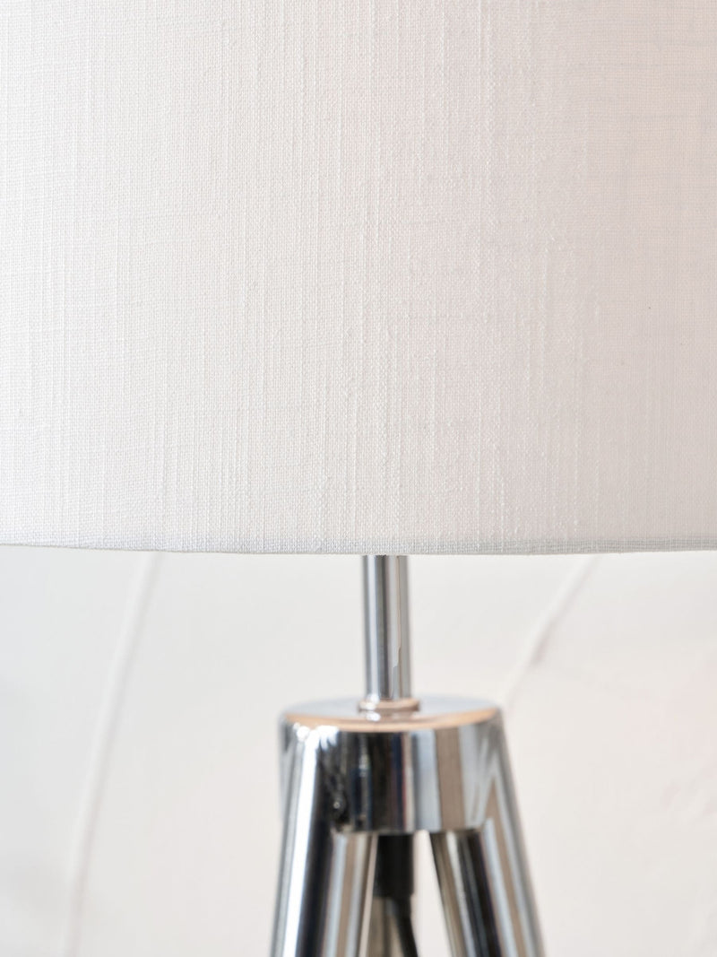 Tripod floor lamp wood grain silver metal 158cm - British product