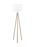 Tripod floor lamp wood grain silver metal 158cm - British product