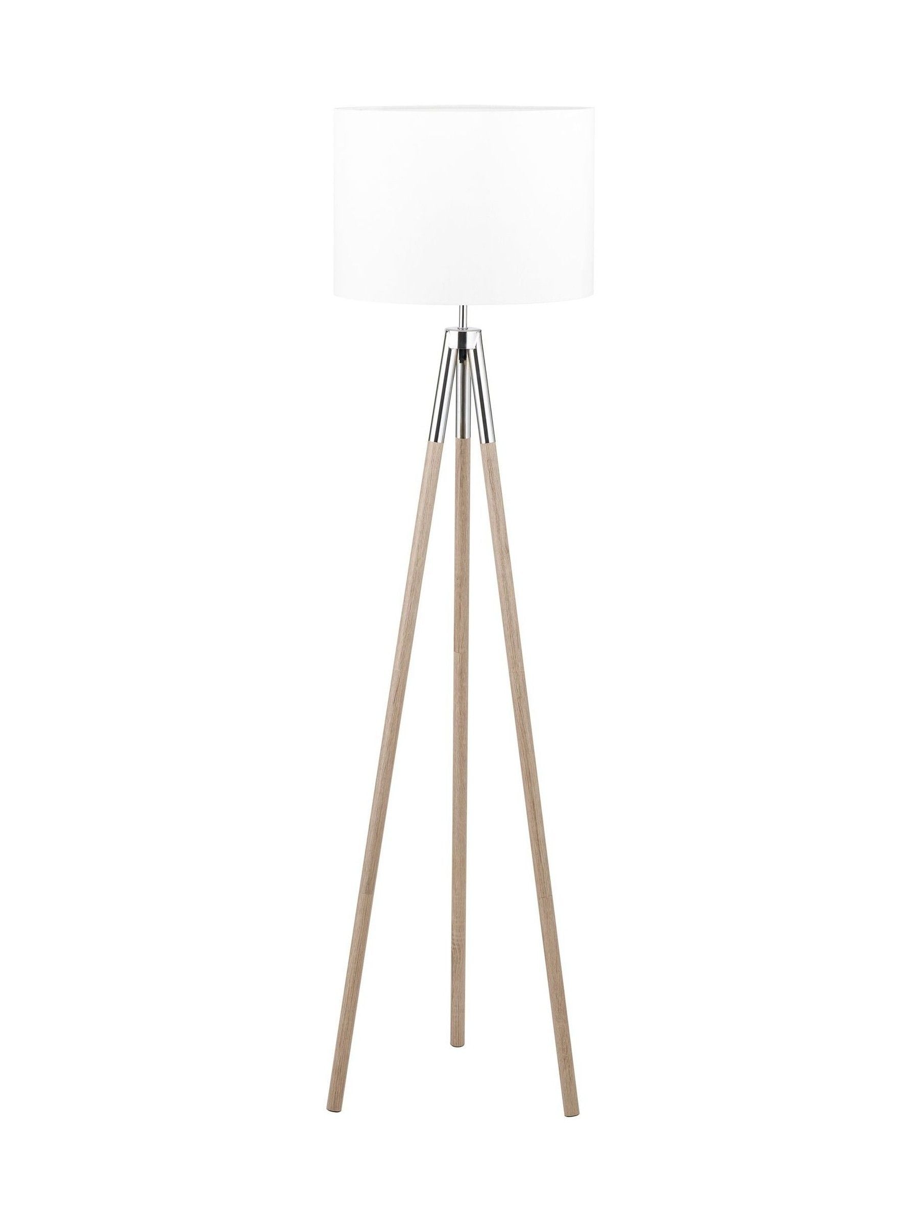 Tripod floor lamp wood grain silver metal 158cm - British product