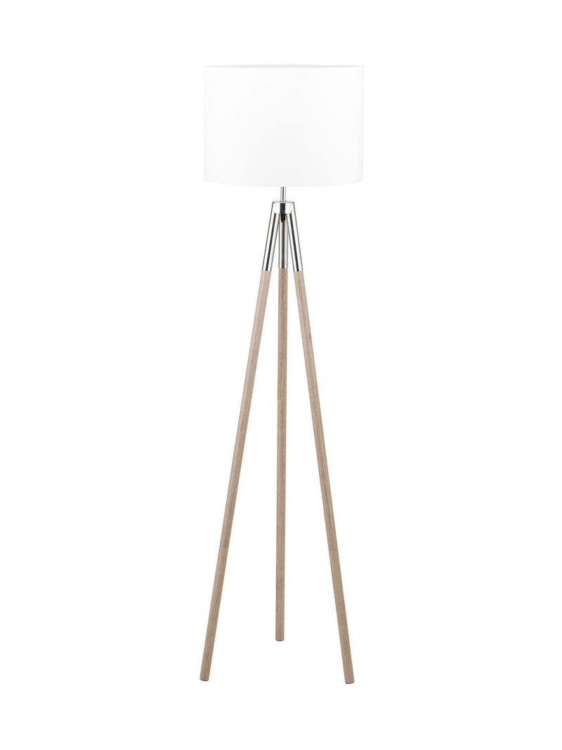 Tripod floor lamp wood grain silver metal 158cm - British product