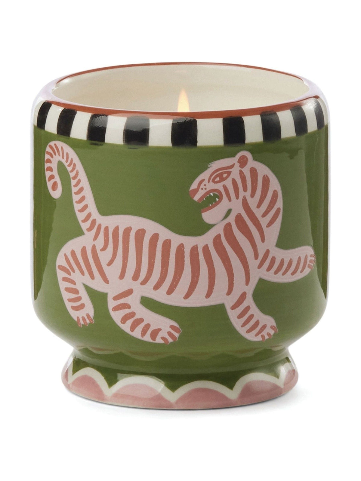 Paddywax Green Adopo Tiger Ceramic Candle - Black Cedar & Fig