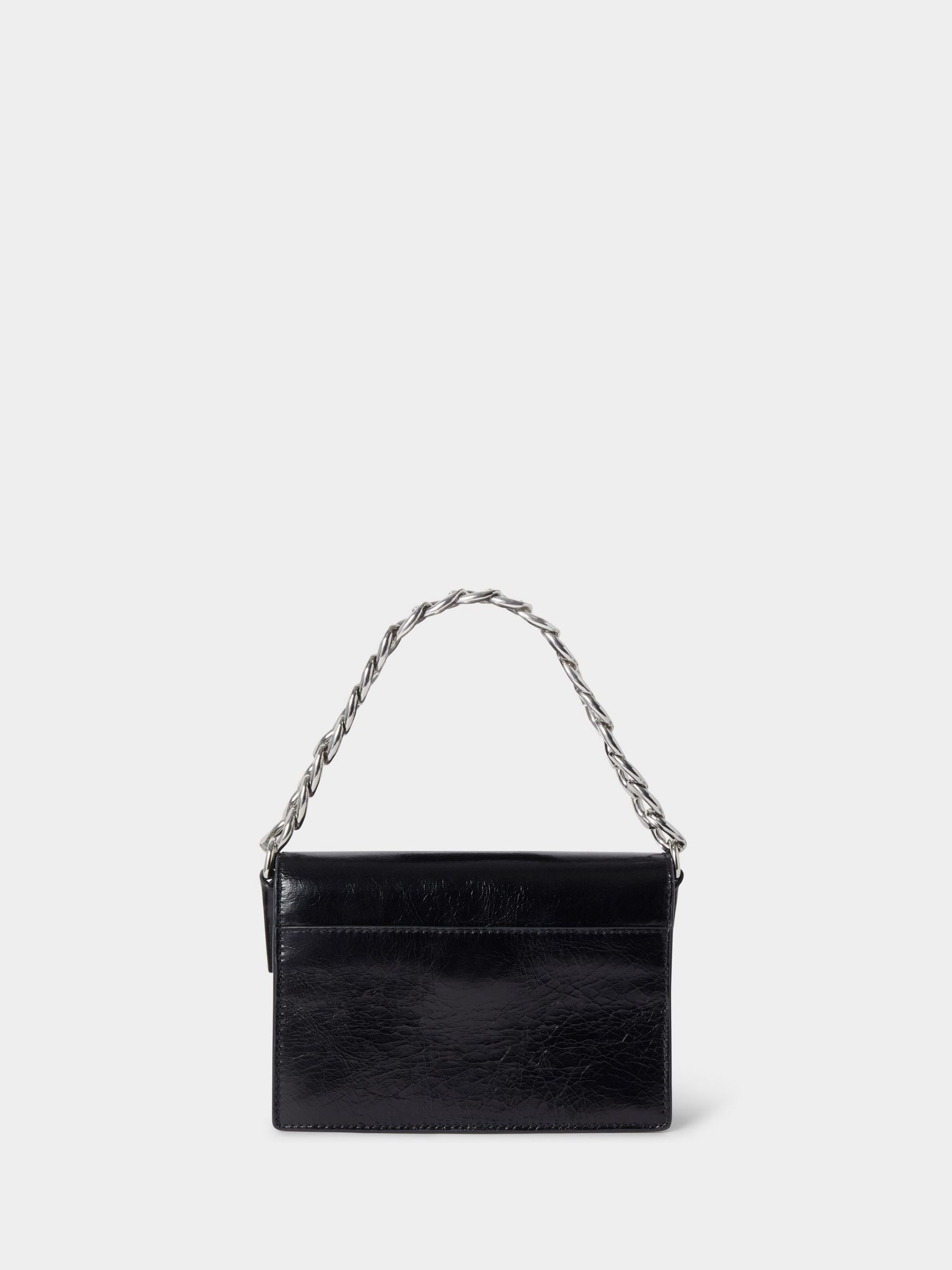 Osprey London black leather mini clutch with chunky chain (British brand)