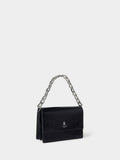 Osprey London black leather mini clutch with chunky chain (British brand)