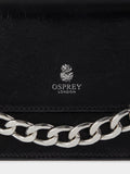 Osprey London black leather mini clutch with chunky chain (British brand)