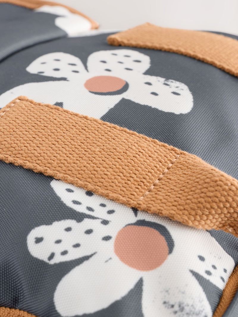 Stampy flower backpack with recycled polyester (British brand)