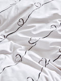 Black/white bow heart reversible duvet cover set - British product