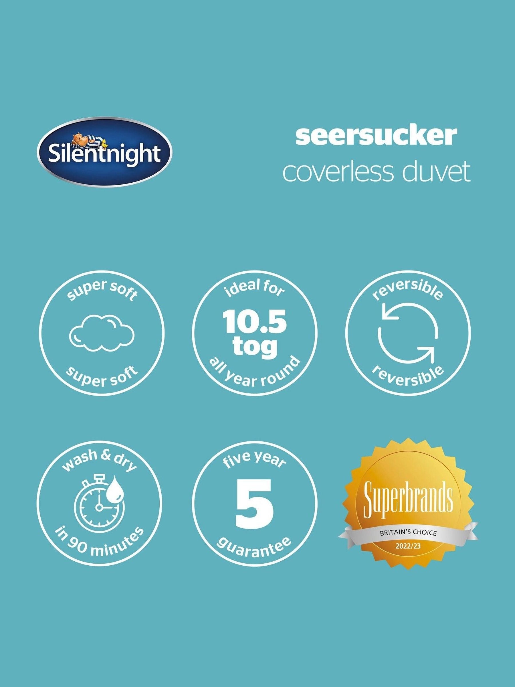 Silentnight 10.5 tog seersucker coverless duvet and pillowcase set (British brand)