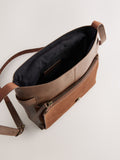 Tan brown genuine leather pocket messenger bag, UK version