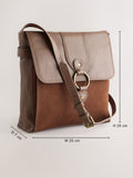 Tan brown genuine leather pocket messenger bag, UK version