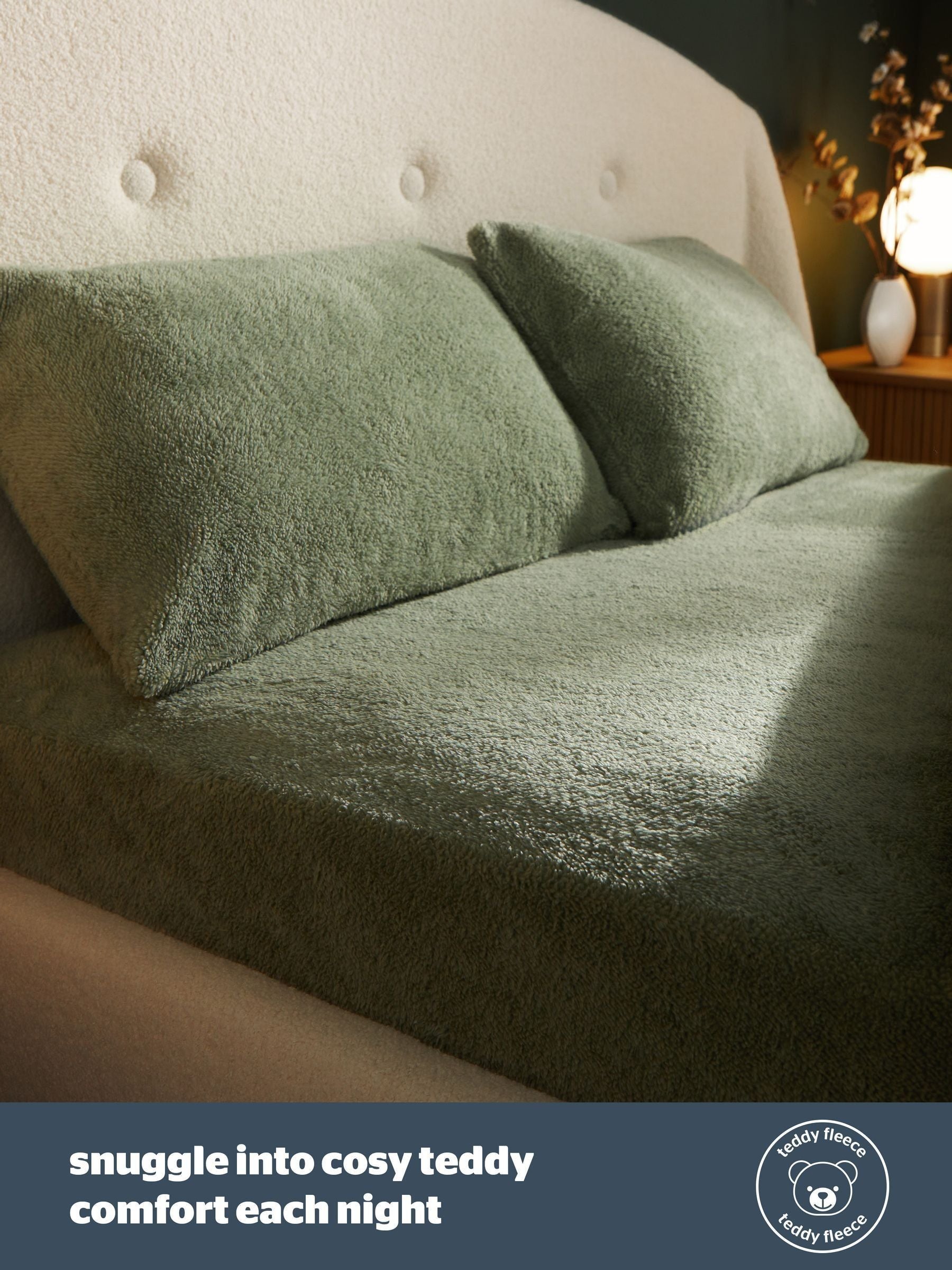 Silentnight Sage Teddy Fleece Fitted Sheet (British brand)