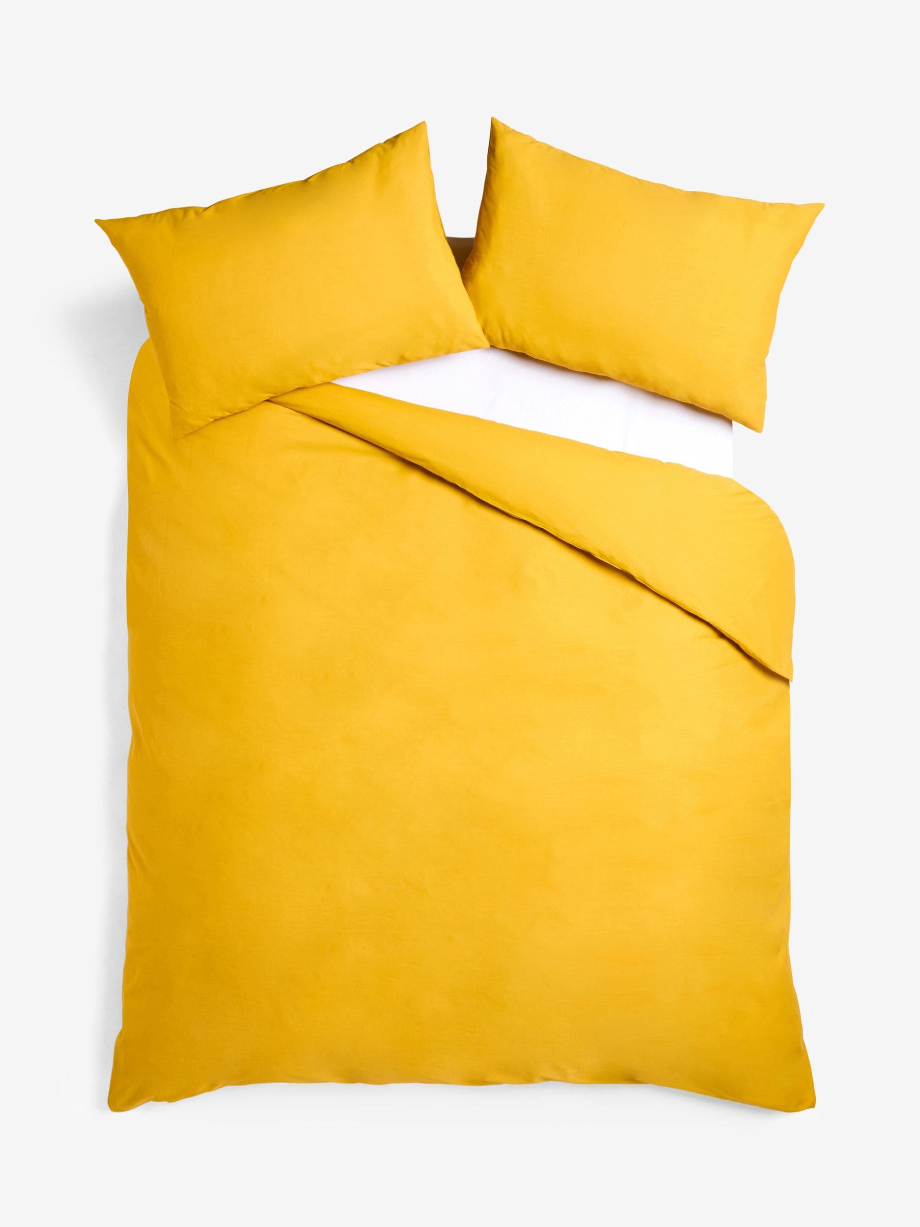 Cotton rich duvet cover set in bright yellow - British product
