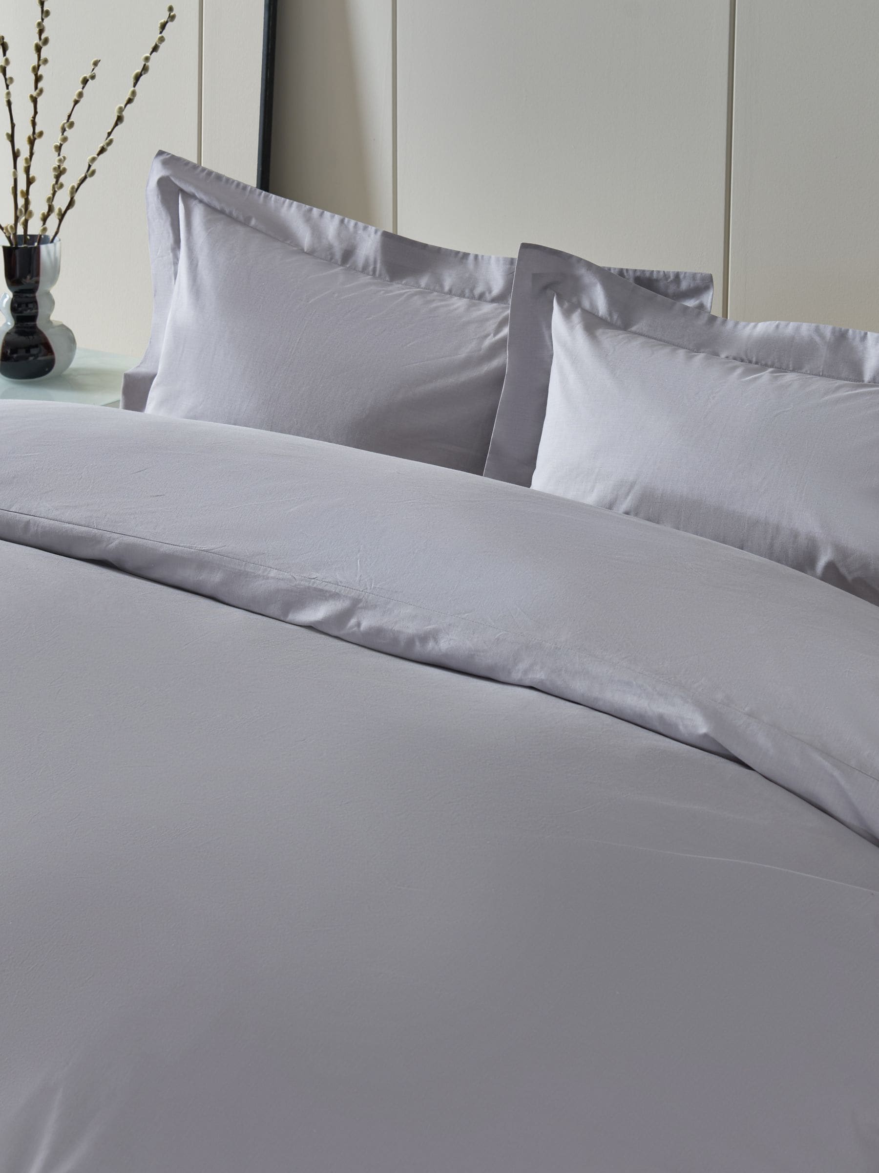 Silver 144 Thread Count Duvet Cover and Pillowcase Set