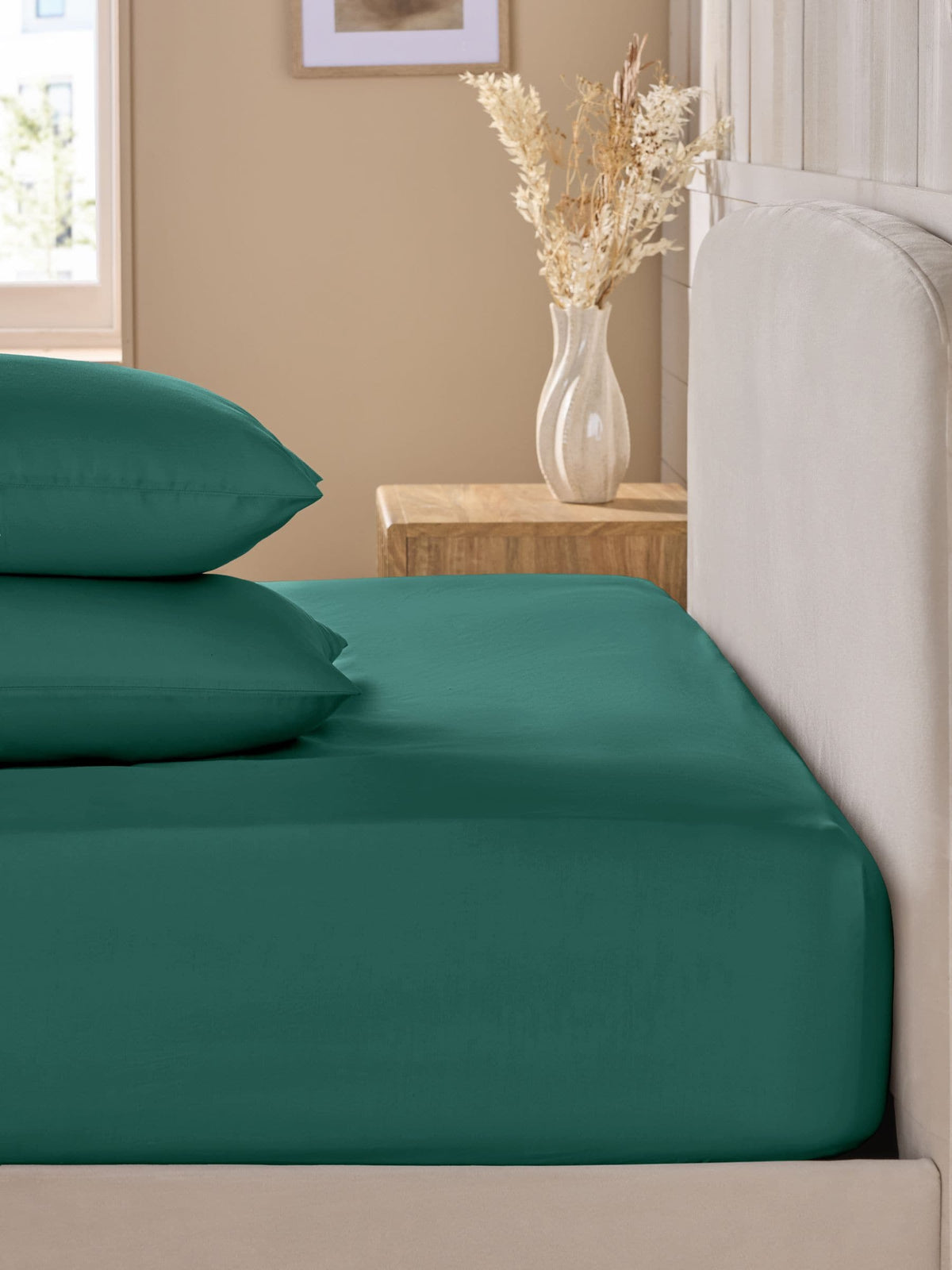 Teal blue cotton rich fitted bed sheet (British brand)