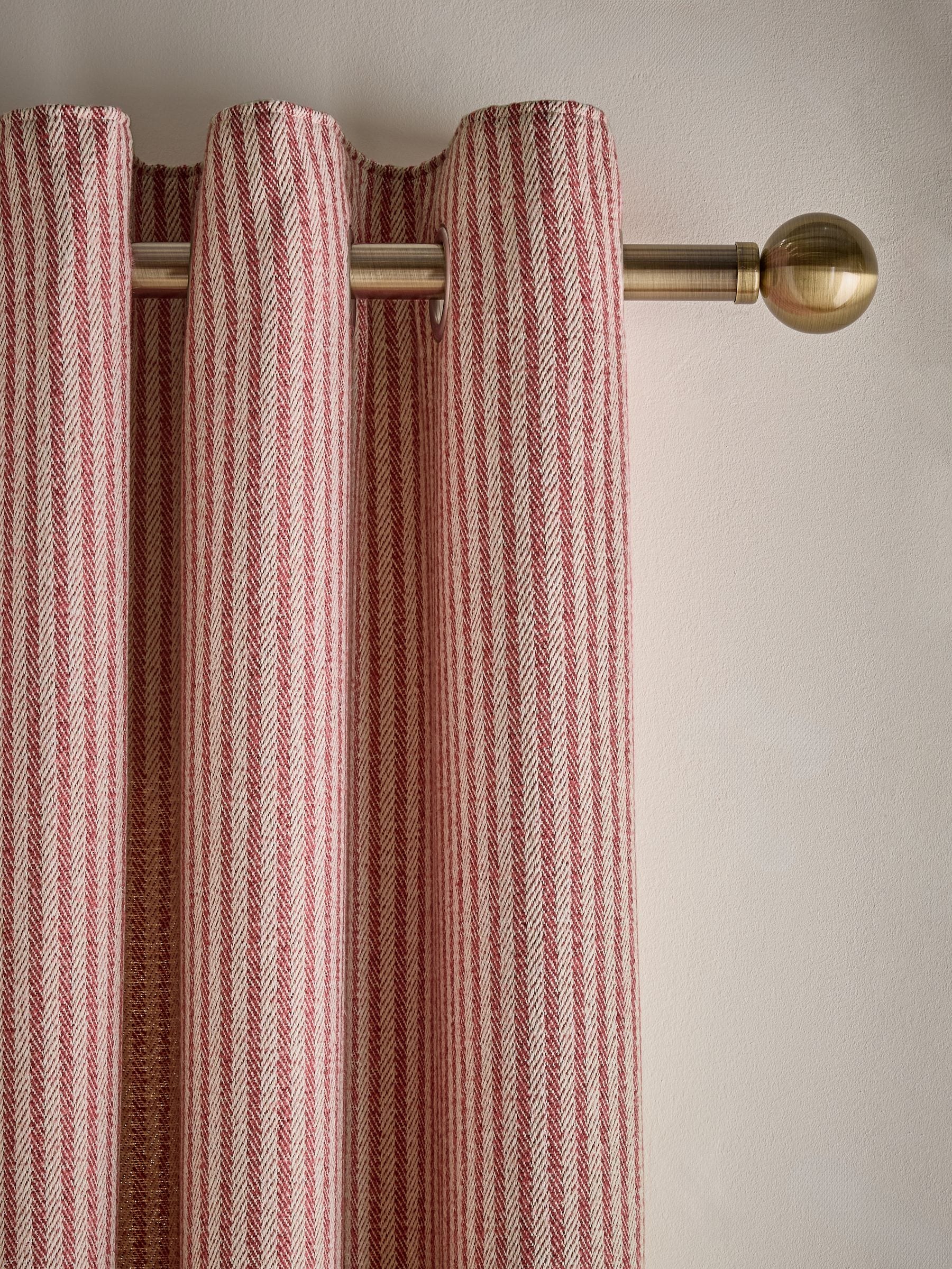 Pink Brushed Stripe Lined Eyelet Curtains