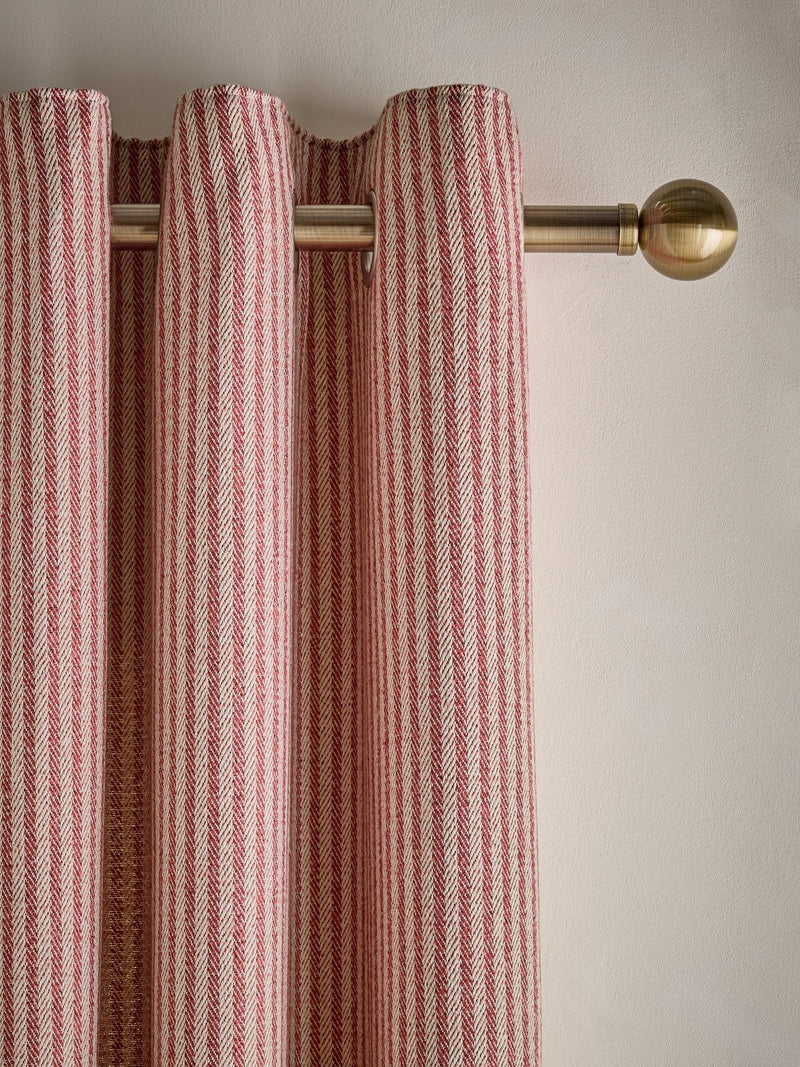 Pink Brushed Stripe Lined Eyelet Curtains