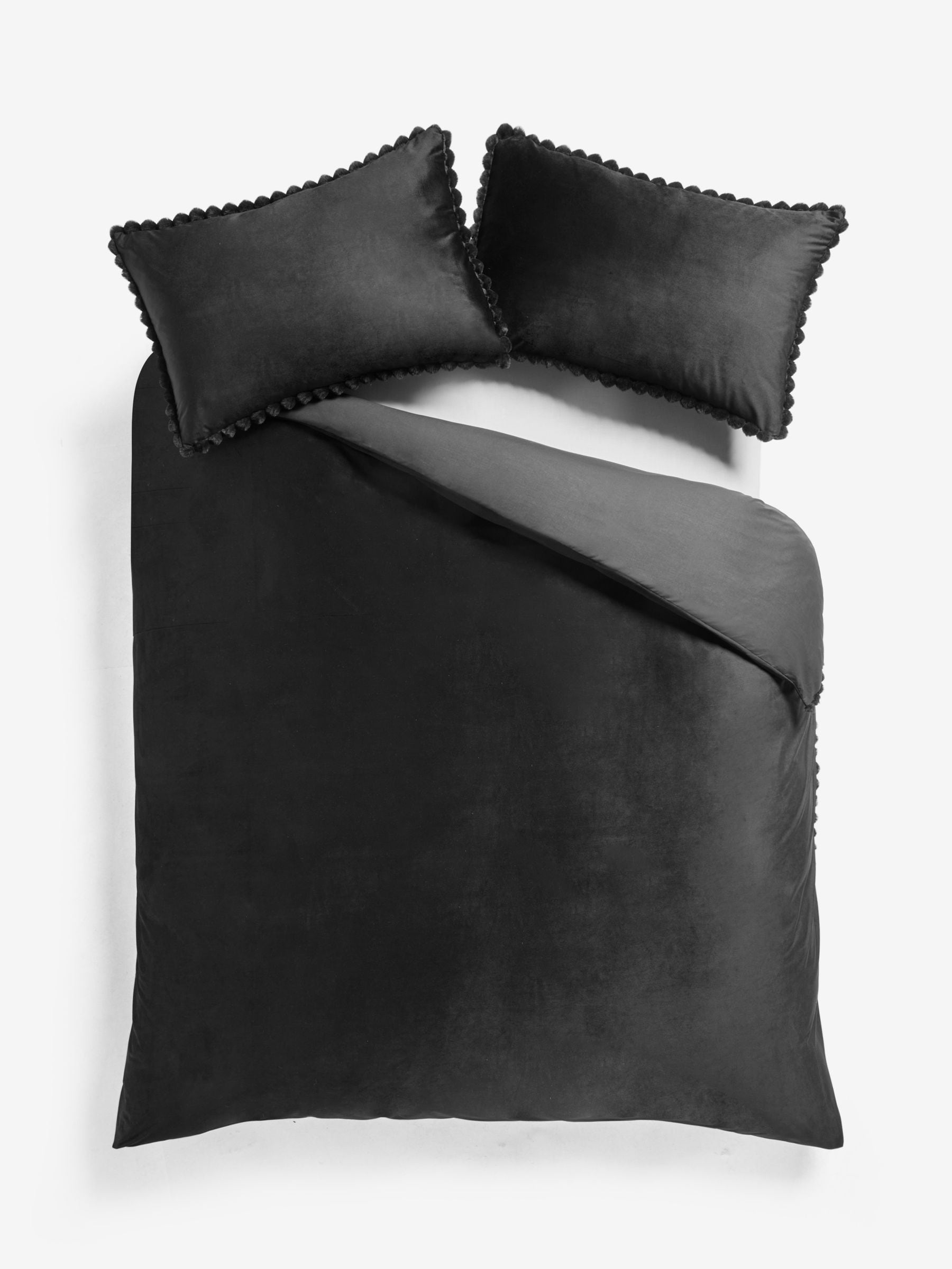 Duvet Cover Black Velvet with Faux Fur Trim - British product