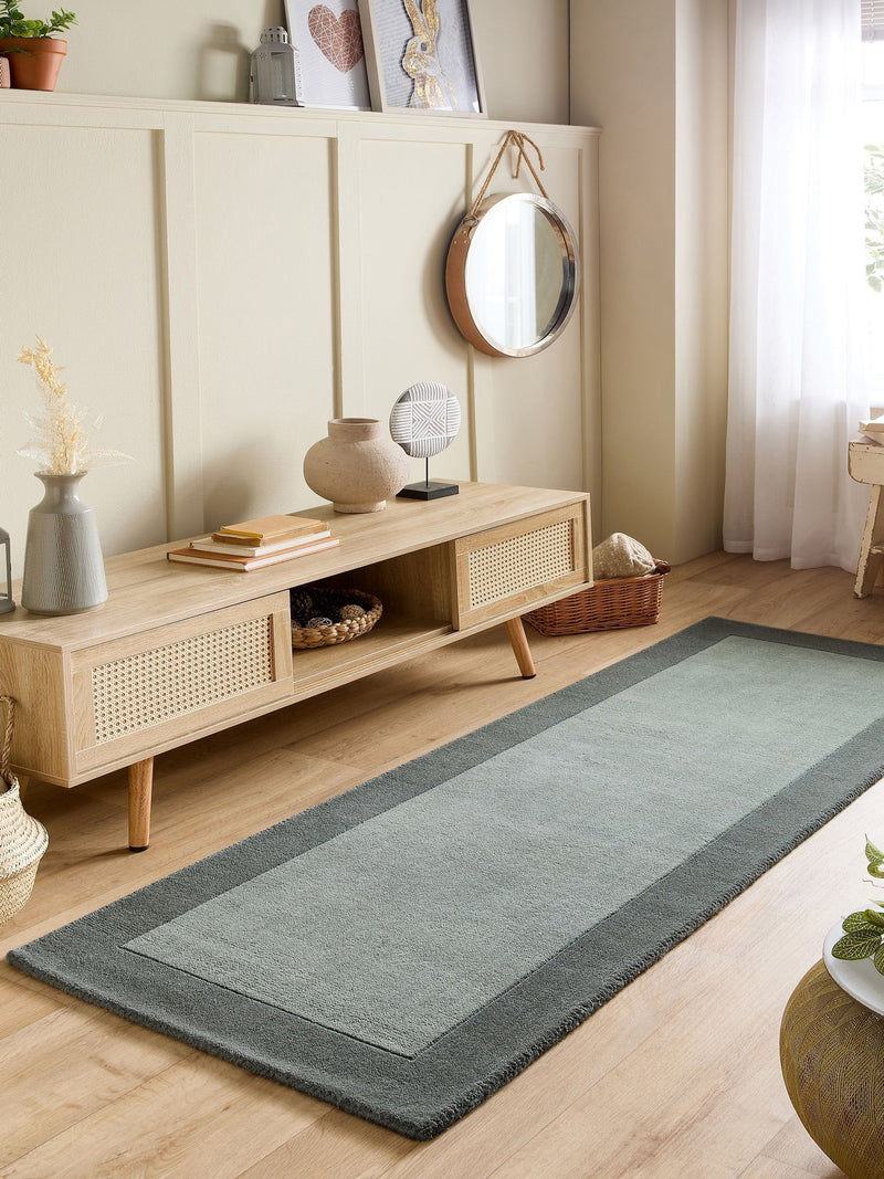 Origin Rugs Green Borders Wool Runner