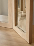 Light natural Sadie mango wood mirror with three panels - British product