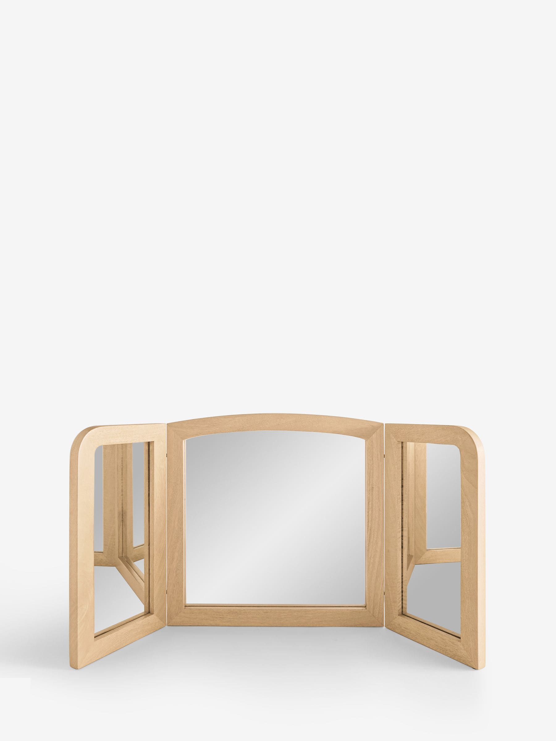 Light natural Sadie mango wood mirror with three panels - British product