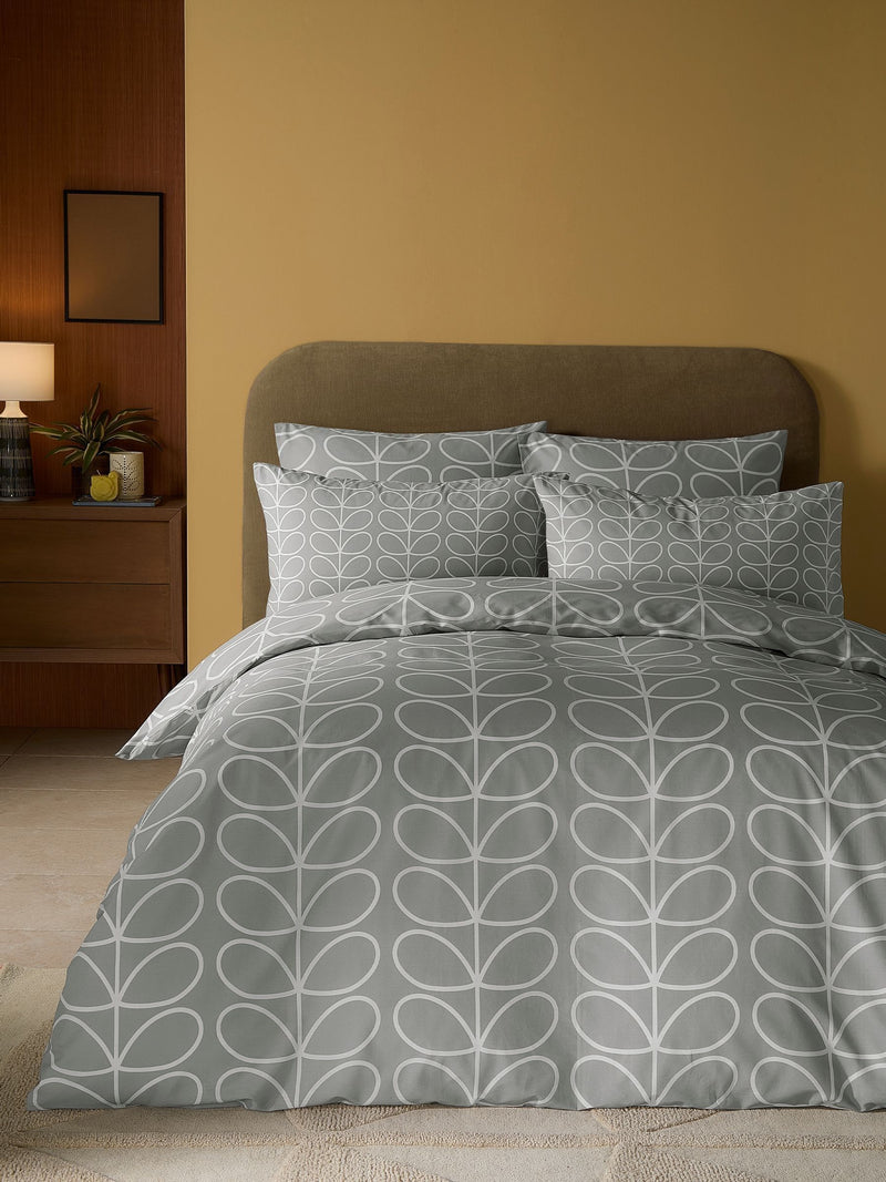 Orla Kiely Silver Linear Stem duvet cover set, imported from the UK