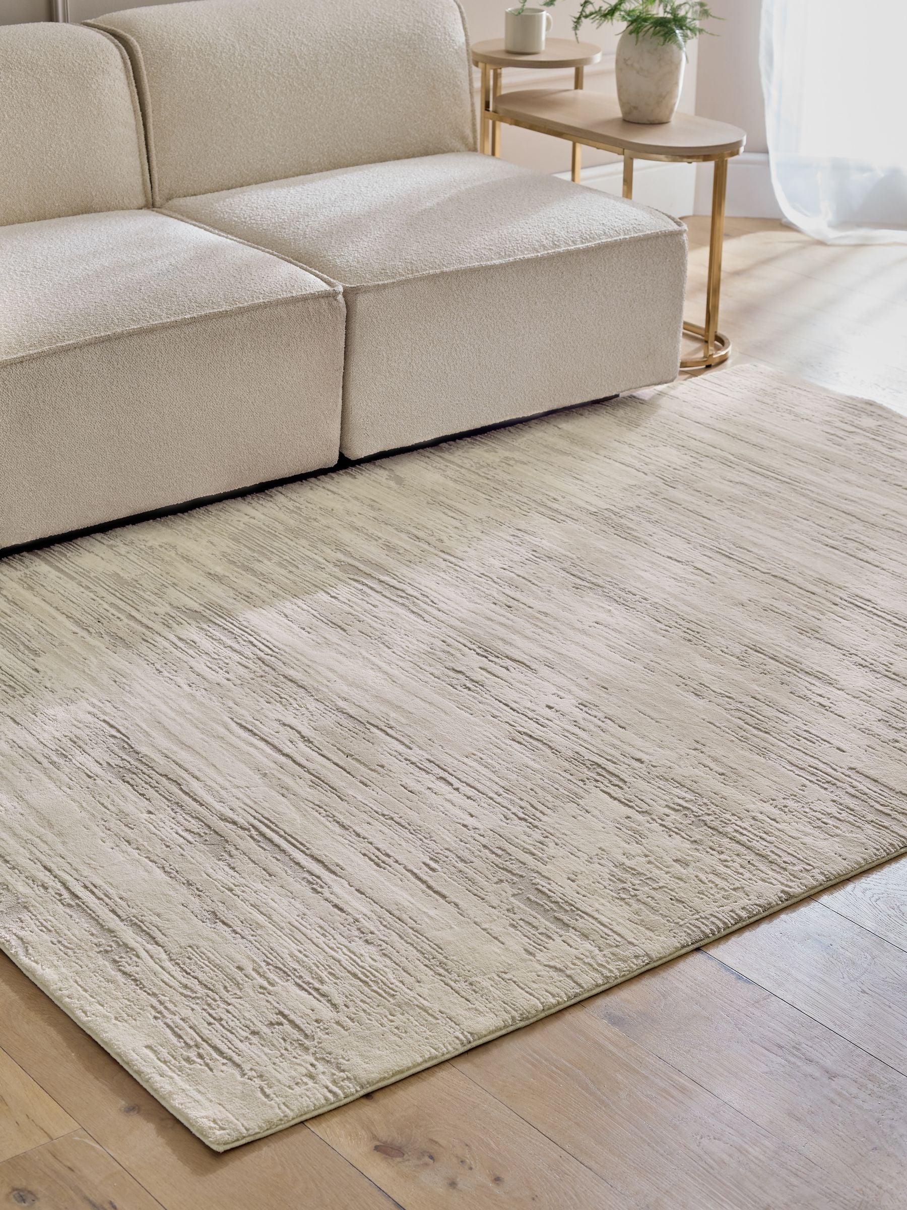 Durable Light Grey Luna Abstract Rug (British brand)