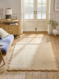 Light natural soft scallop washable rug - British product