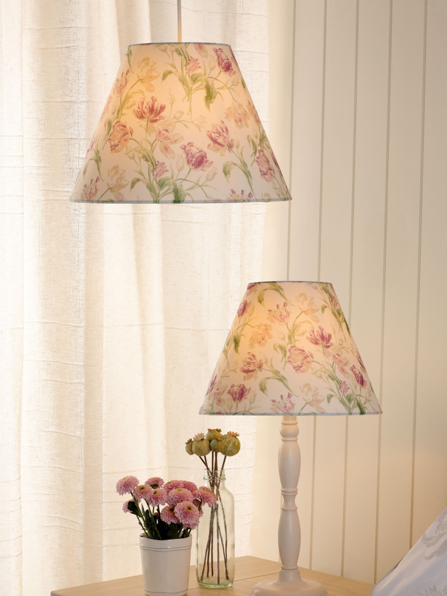 Laura Ashley Gosford table lamp white metal pink shade H47cm - British product
