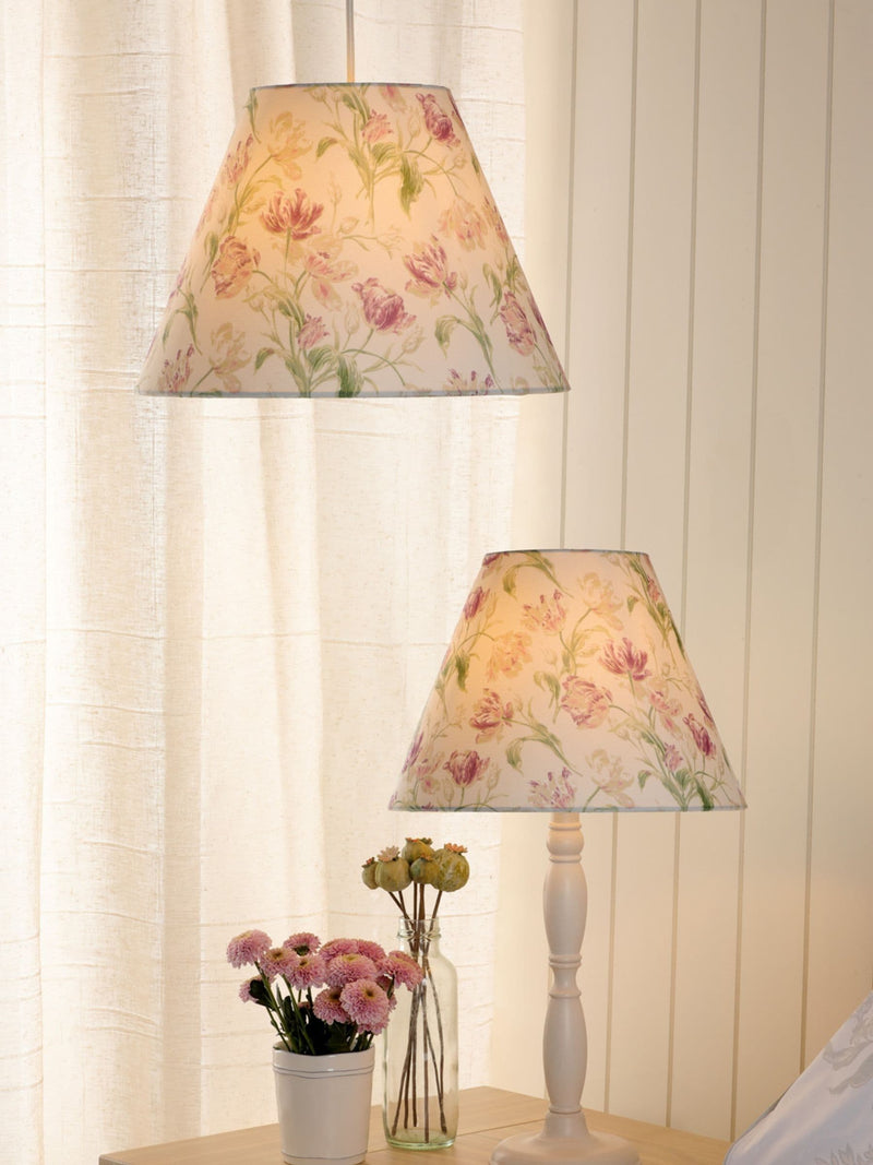 Laura Ashley Gosford table lamp white metal pink shade H47cm - British product