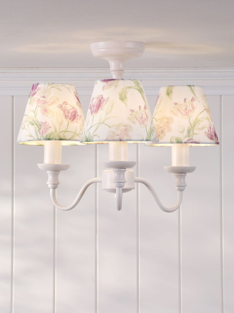Laura Ashley White Gosford 3 light semi flush ceiling light (British brand)