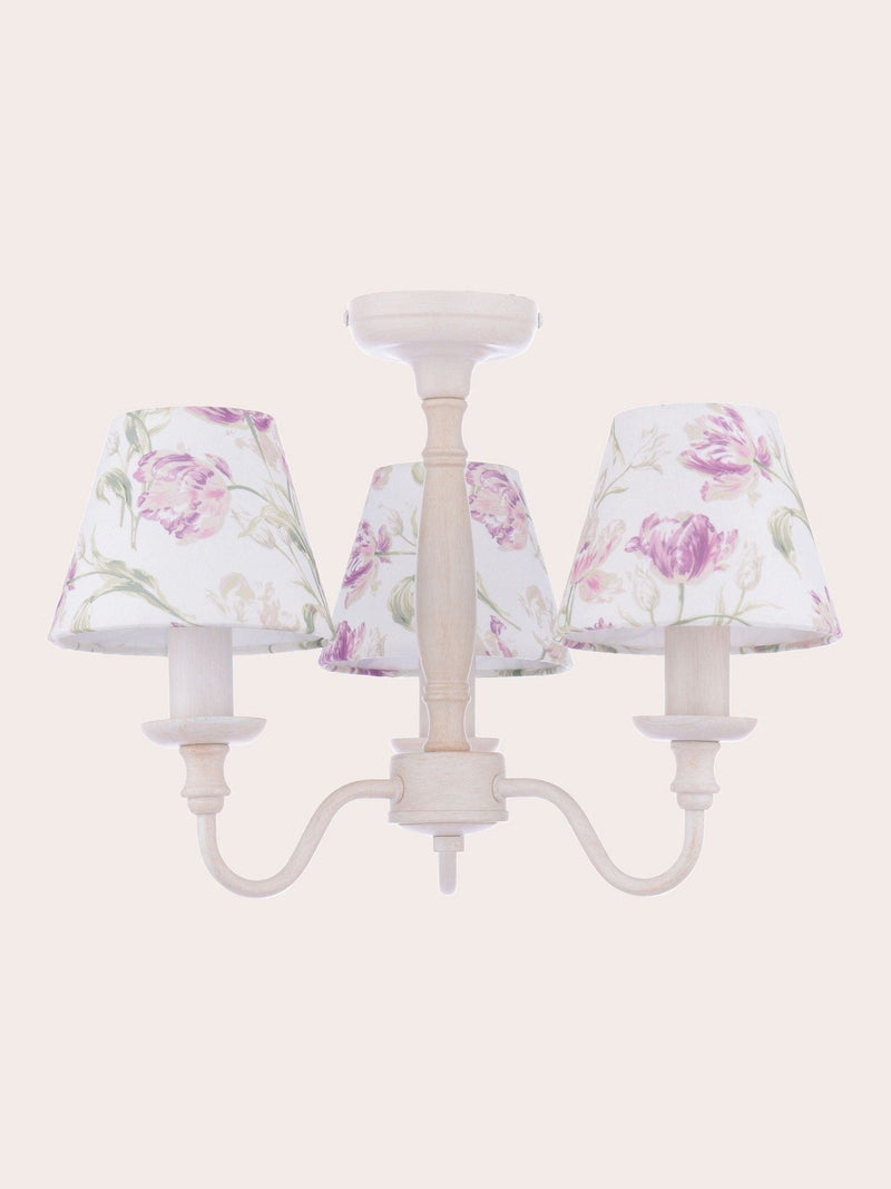 Laura Ashley White Gosford 3 light semi flush ceiling light (British brand)