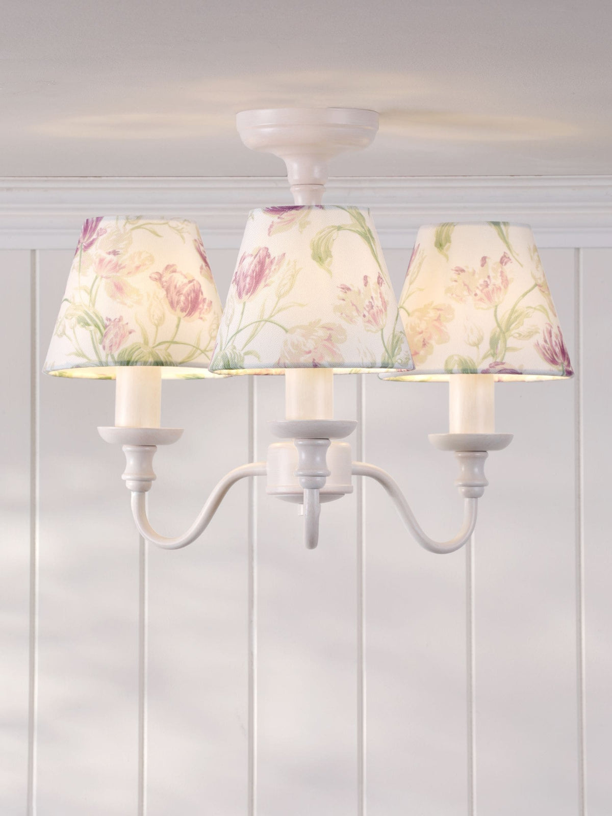 Laura Ashley White Gosford 3 light semi flush ceiling light (British brand)
