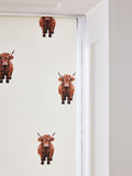 Natural Hamish Highland Cow blackout roller blind, imported from the UK